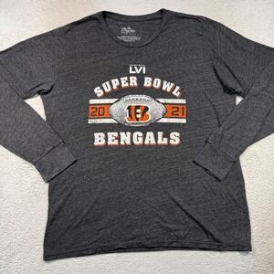 Majestic Threads Super Bowl LVI Bengals Tee Unisex L Gray Long Sleeve USA Made